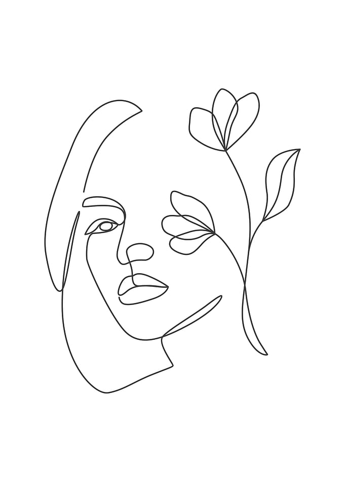 Bold woman floral head