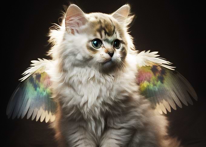Kitten with angel wings