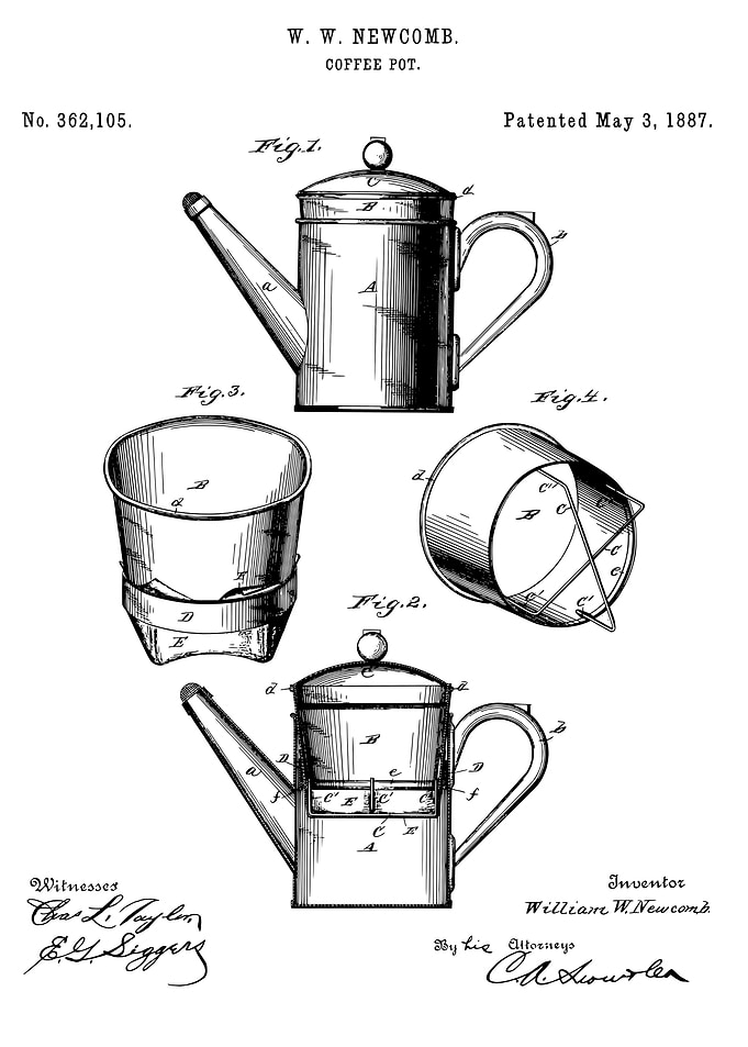 Coffee pot patent 1887