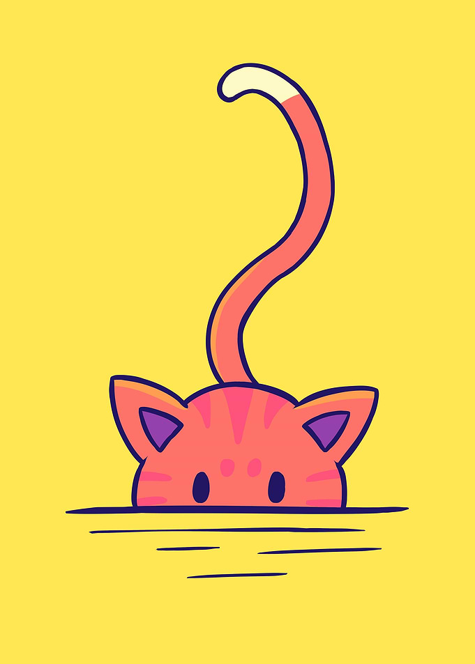 Hiding Cat Retro