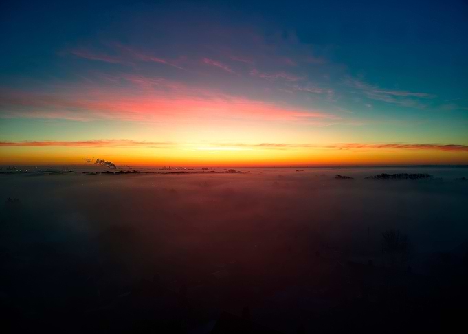 Fresh misty sunrise