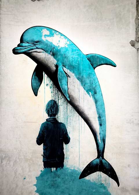 Blue Dolphin — metal poster wall art