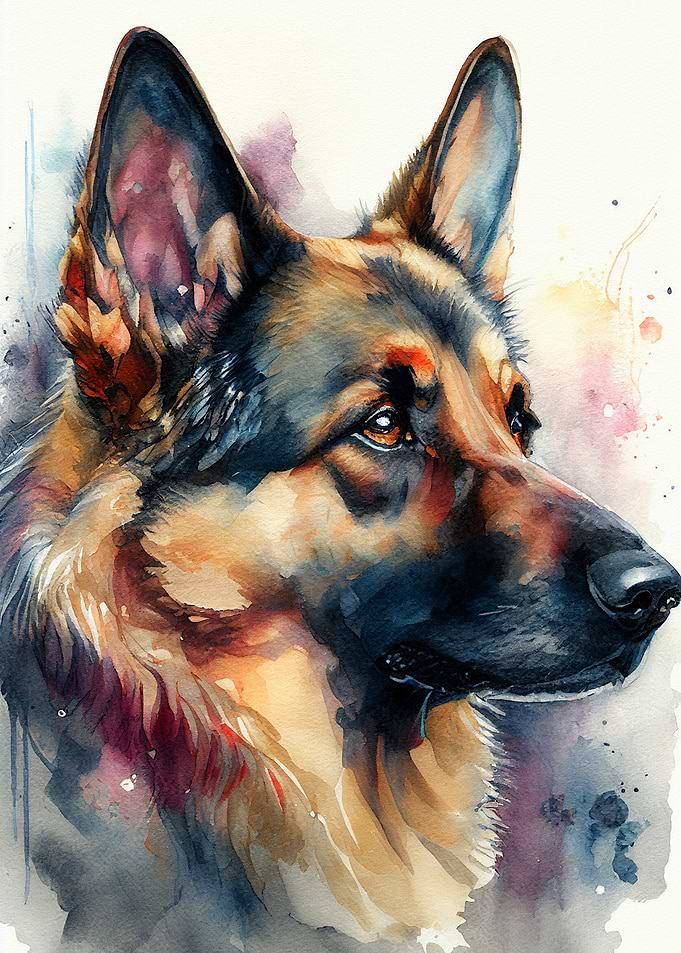 German Shepherd Watercolor