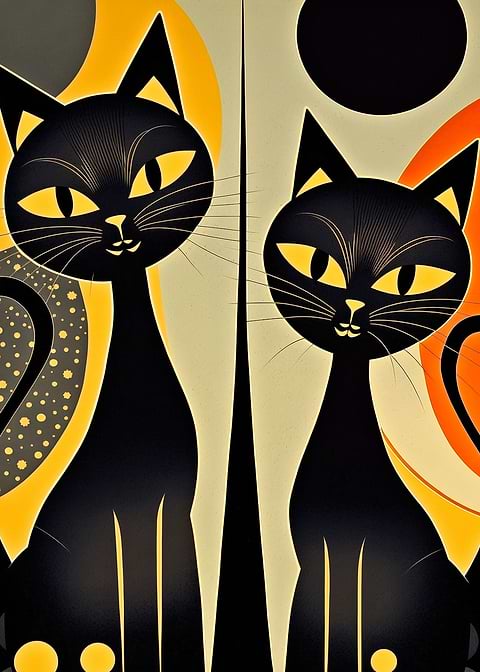 Two Cats — metal poster wall art