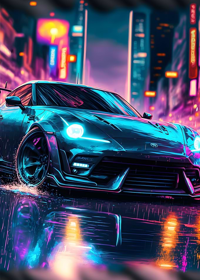 Neon Cyber Sports Car