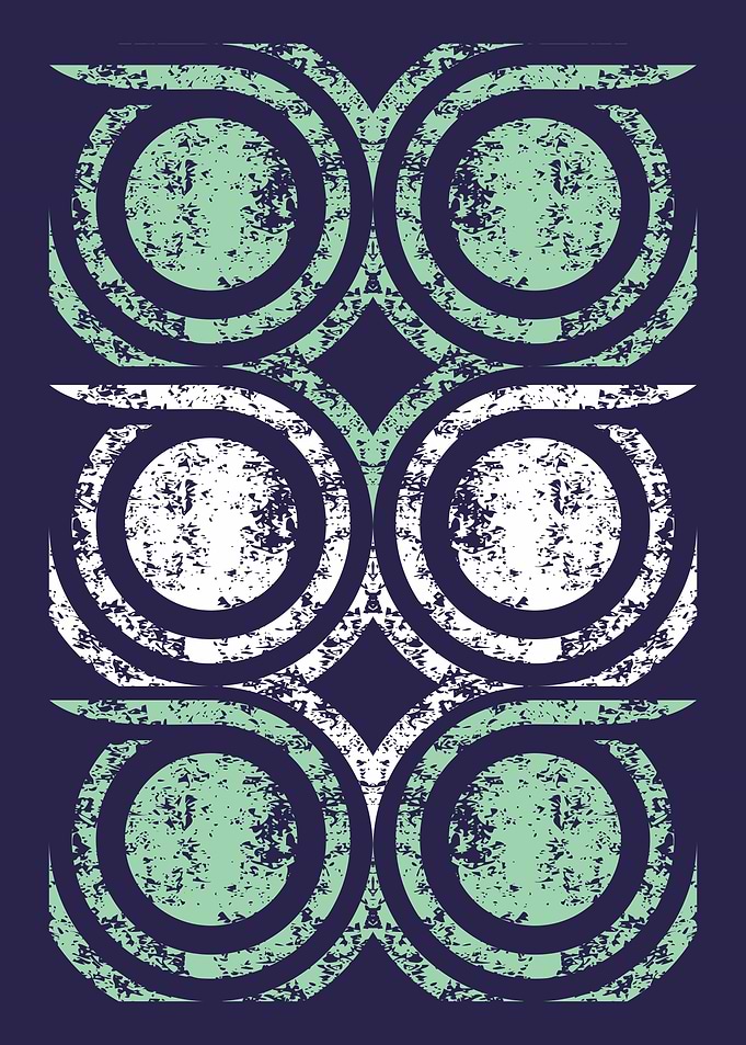 THREE OWL FACES GRUNGE