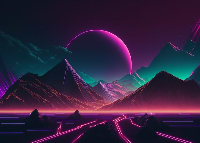 Synthwave Moonset