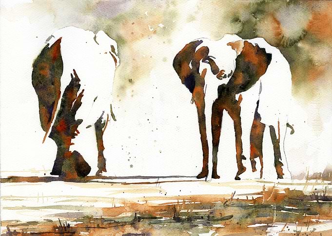 Elephant watercolor art