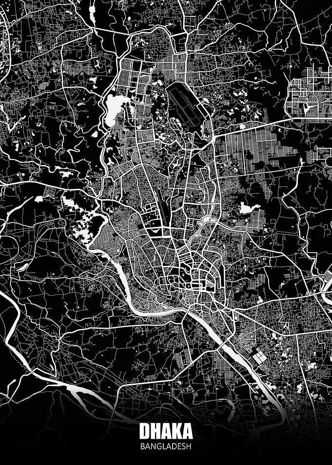 Dhaka Bangladesh Dark Map