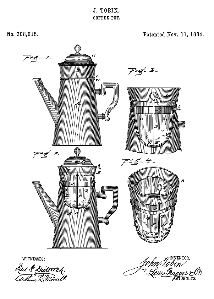Coffee pot patent 1884
