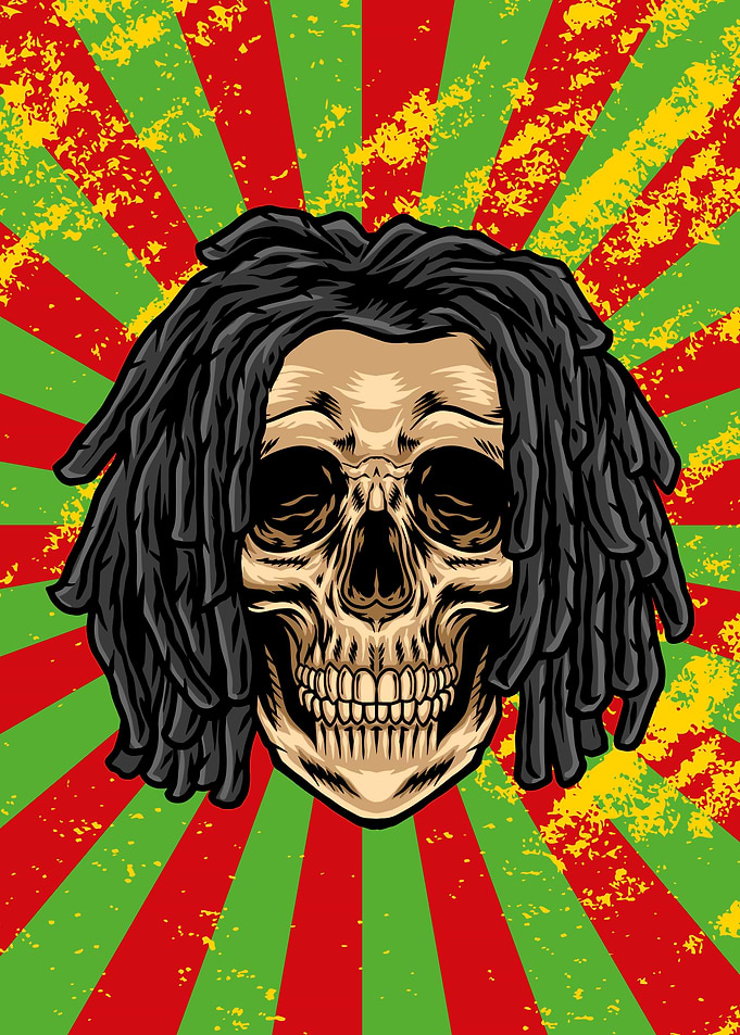 Rasta Jamaica Skull Head