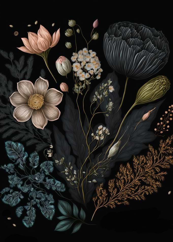 Dark Botanical Flowers
