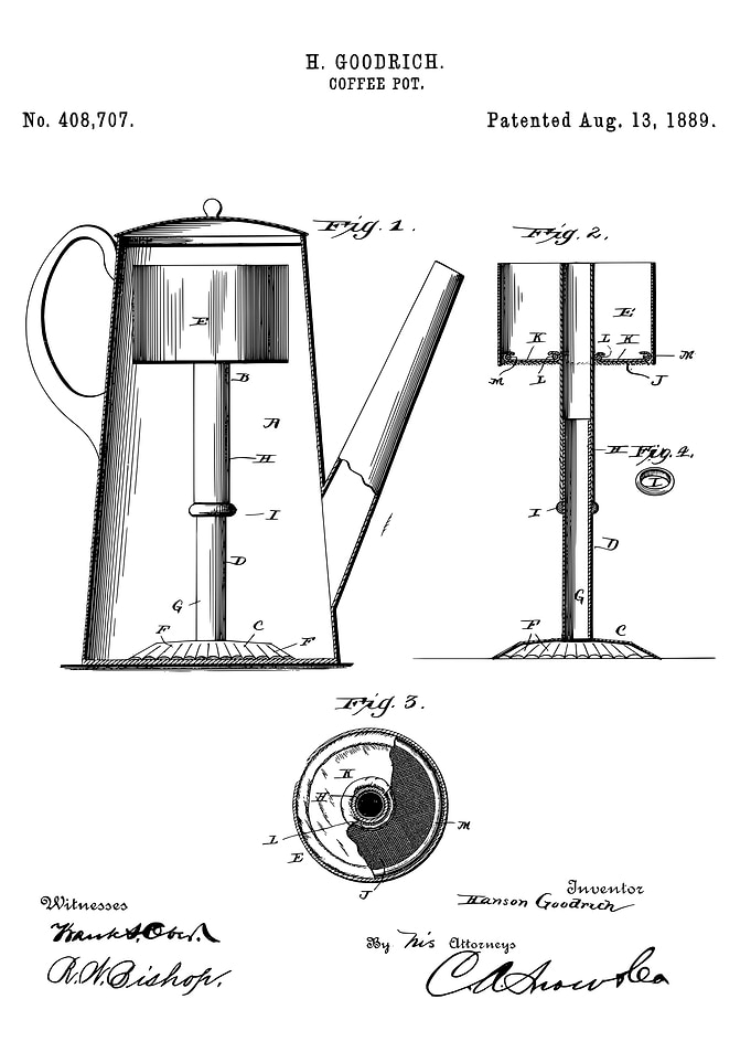 Coffee pot patent 1889