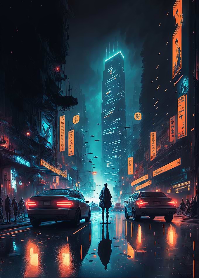 Neon Dystopian Cityscape