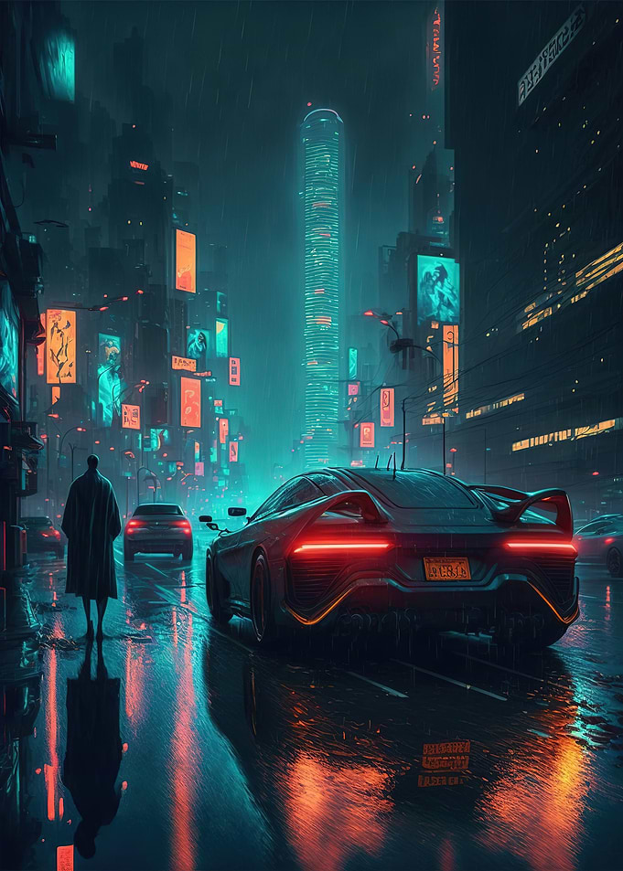 Neon-Lit Cyberpunk Street