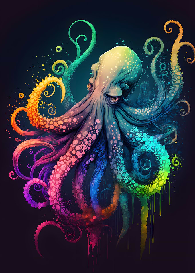 Colorful Ink Octopus