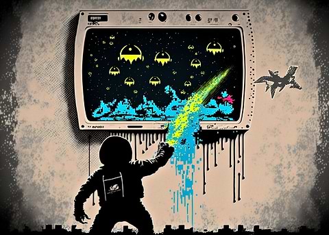 Space Invader — metal poster wall art