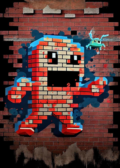 Cute Space Invader — metal poster wall art