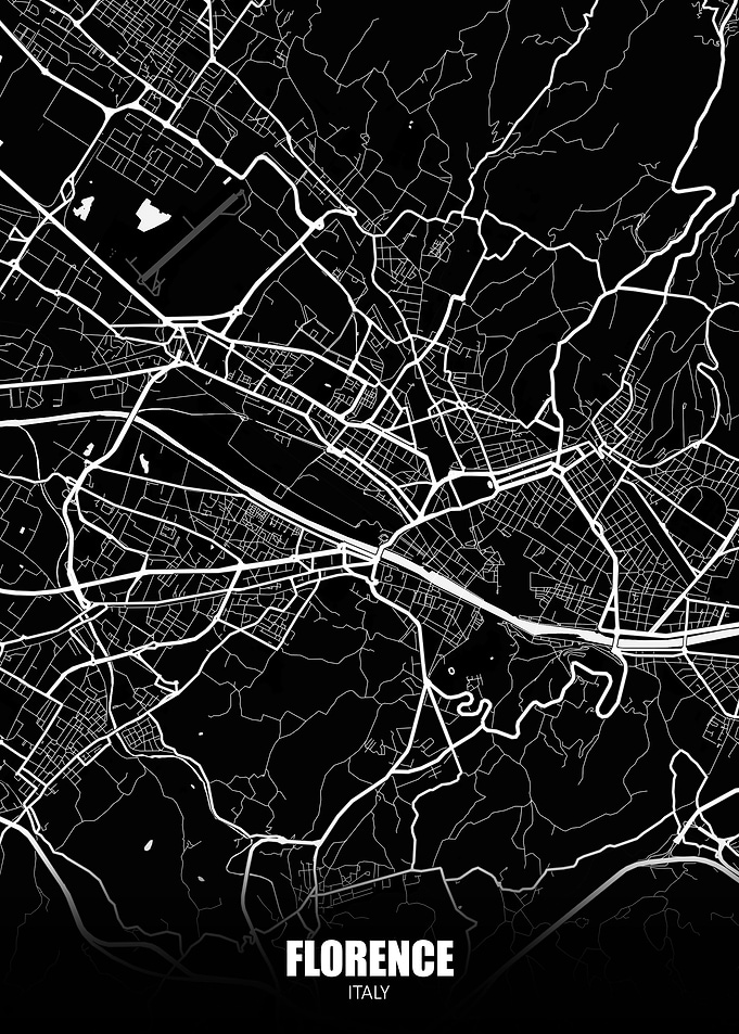 Florence Italy Dark Map