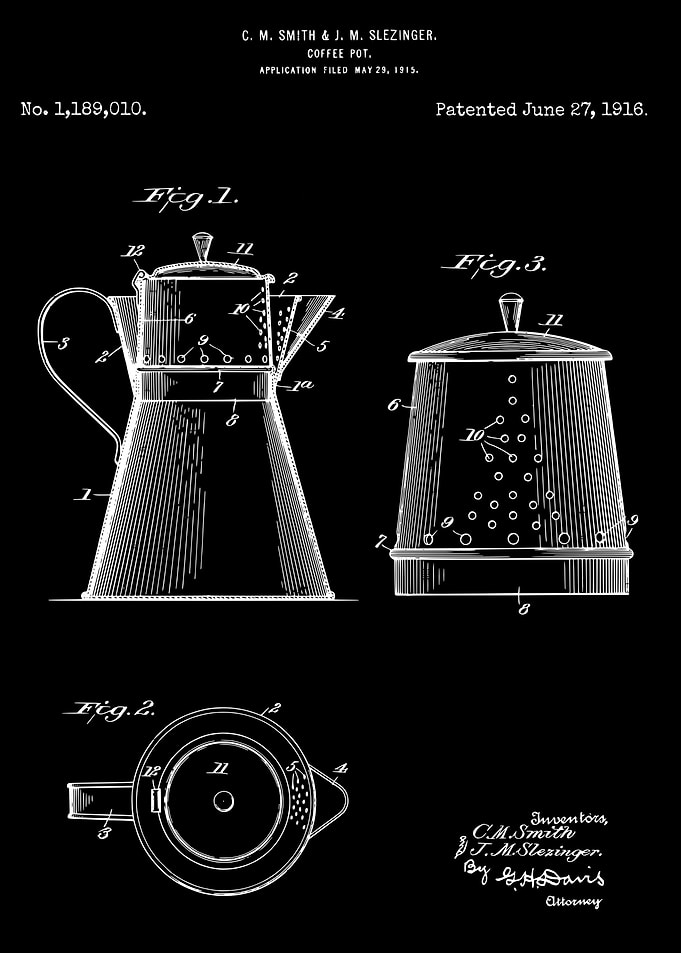 Coffee pot patent 1916