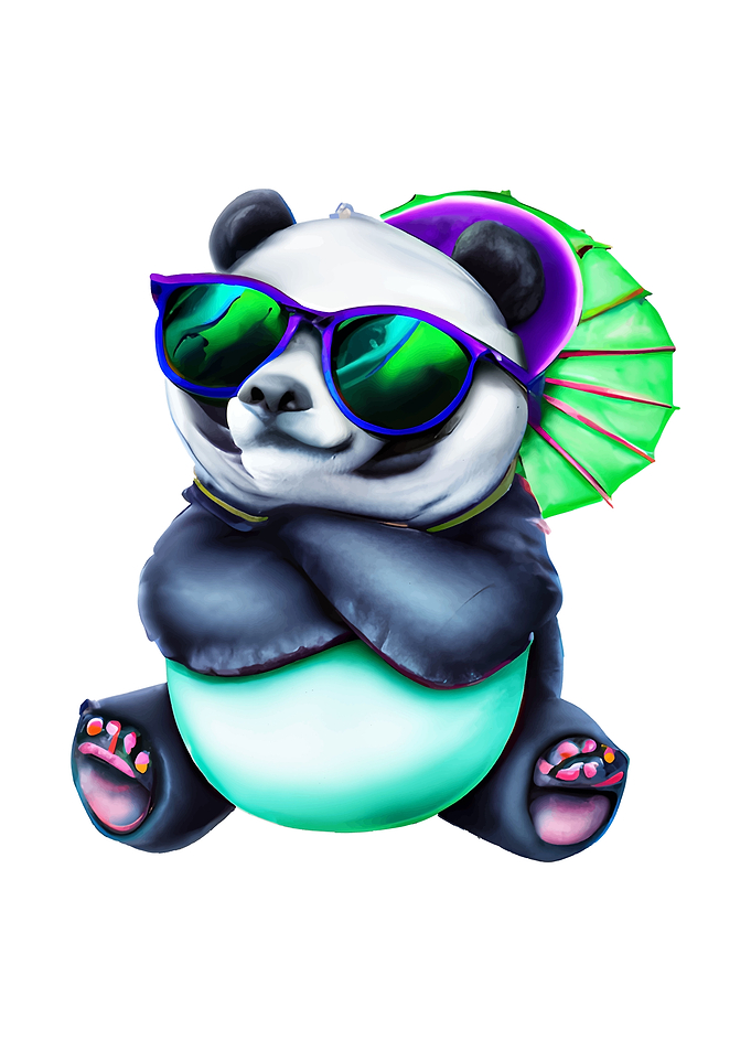 Funny panda with an umbrel