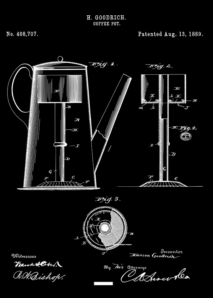 Coffee pot patent 1889