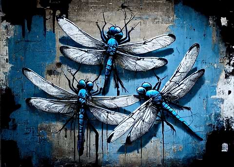 Blue Dragonflies — metal poster wall art