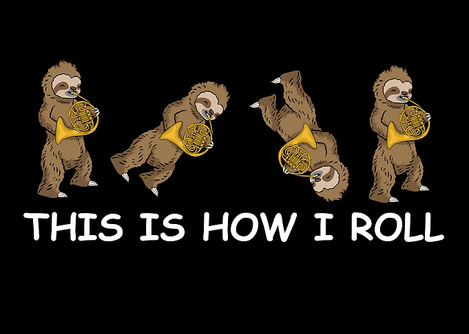 Sloth Funny French Horn