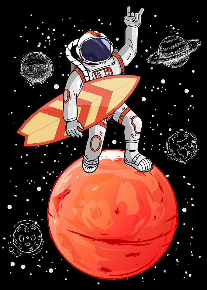 Astronaut Surfing on Space