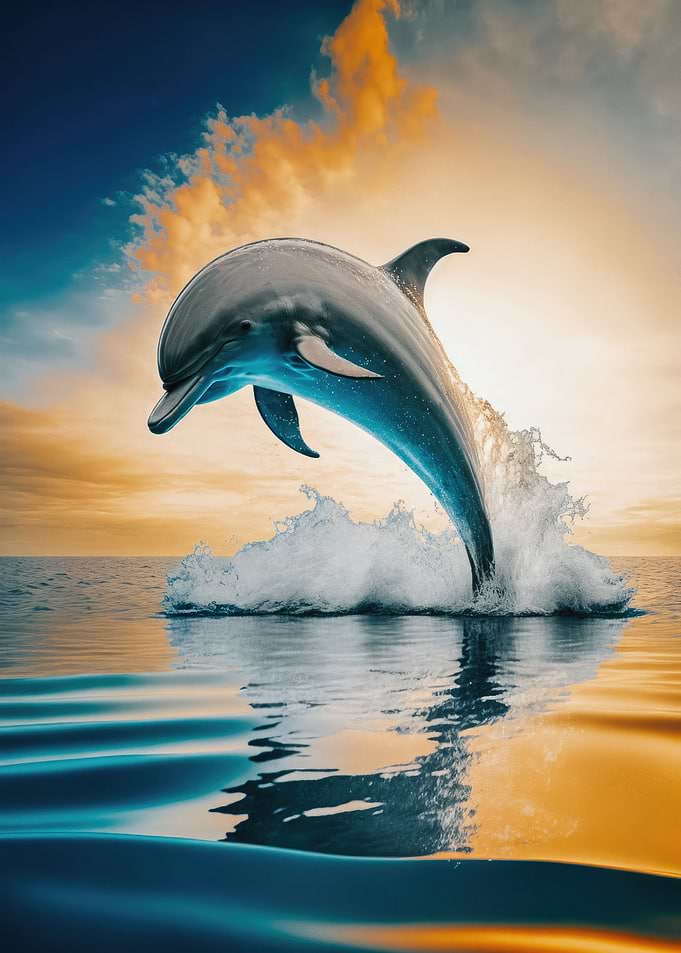 Dolphin Jumps at Sunset