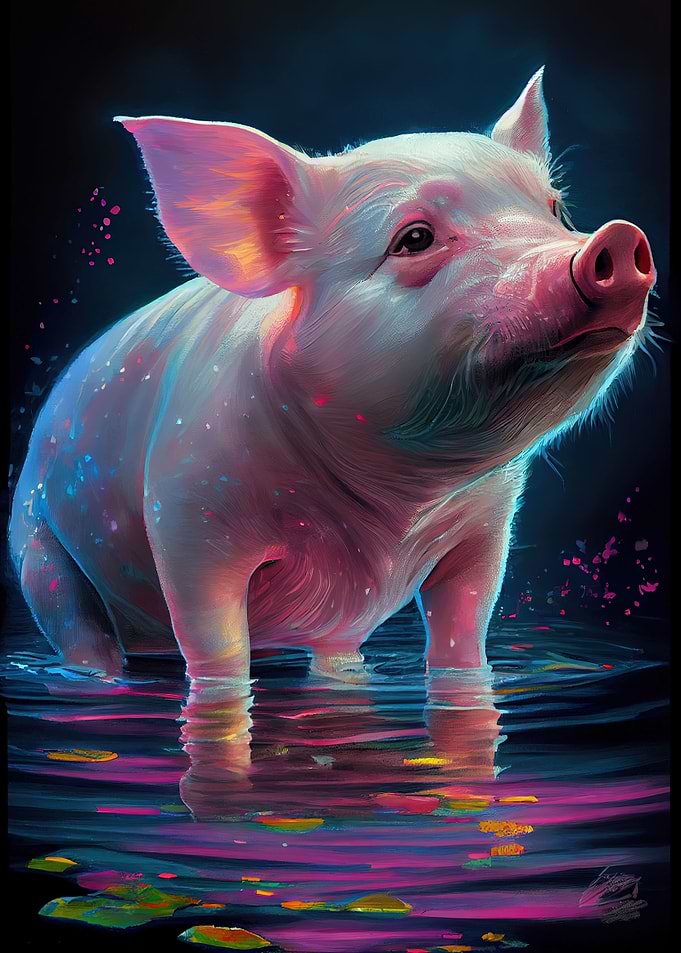 Farm Pig Oil Paint