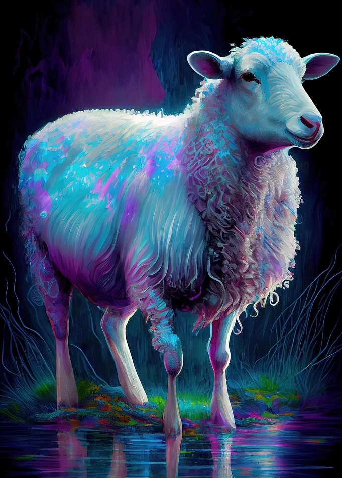 Farm Sheep Oil Paint