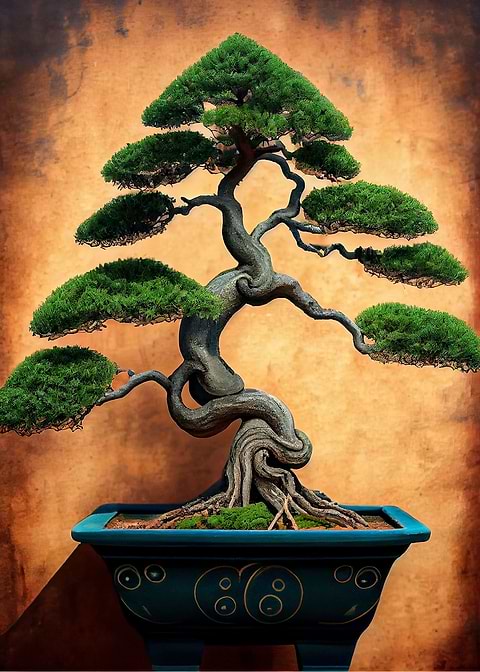 Bonsai Green Clay Pot — bonsai tree metal wall art
