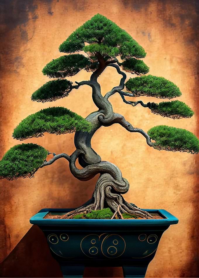 Bonsai Green Clay Pot