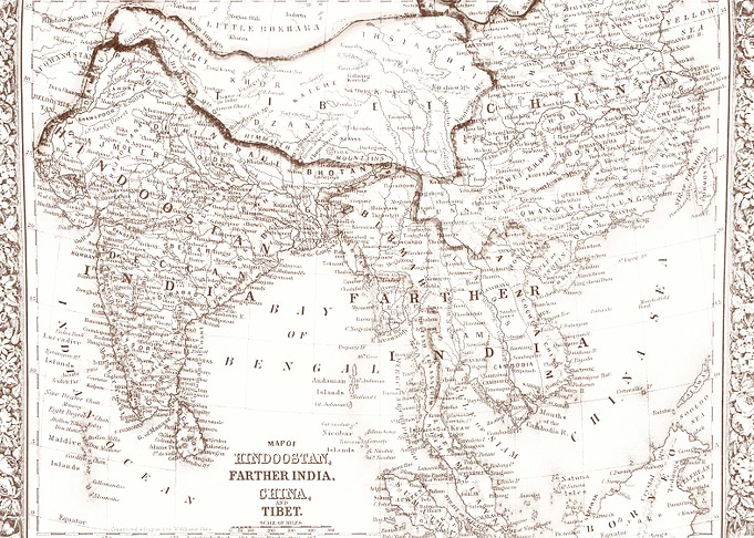 China vintage white map