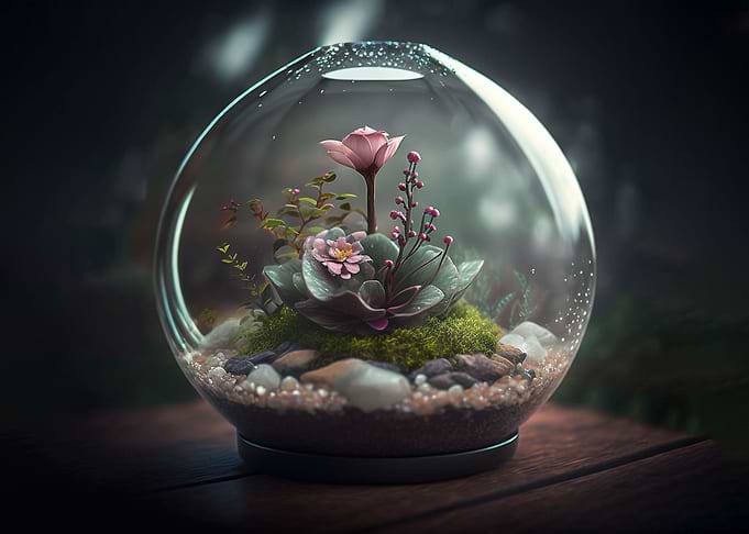 Terrarium with a Flower