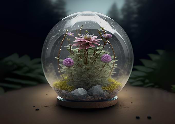 Terrarium with a Flower