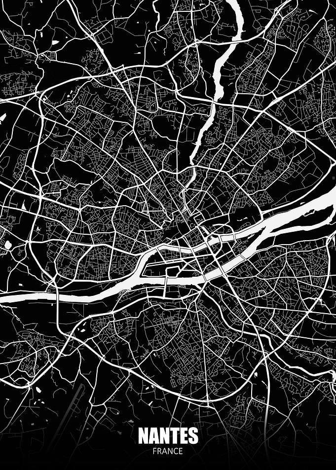 Nantes France Dark Map