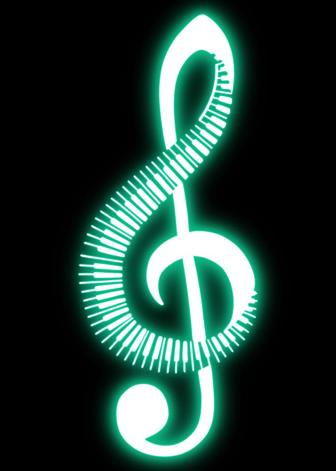Piano music sign neon