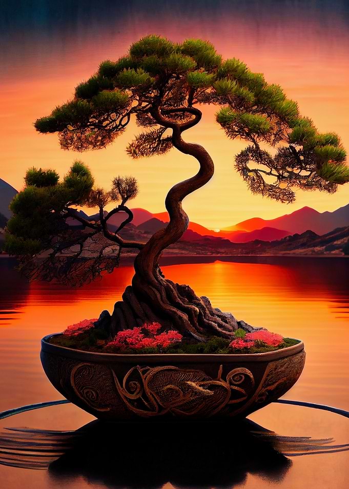 Bonsai at Sunset