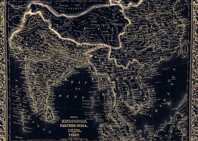 China vintage glowing map