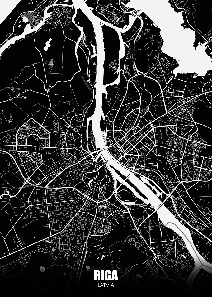 Riga Latvia Dark Map