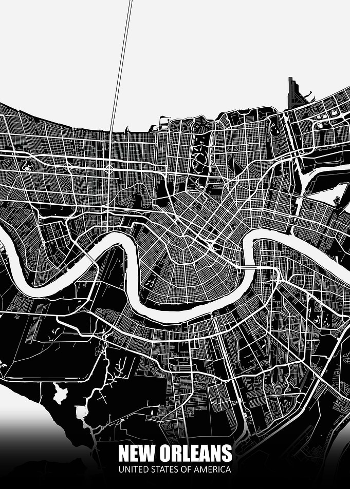 New Orleans USA Dark Map