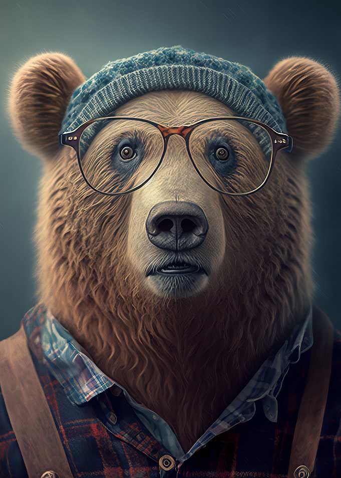 Hipster Bear in Clothes