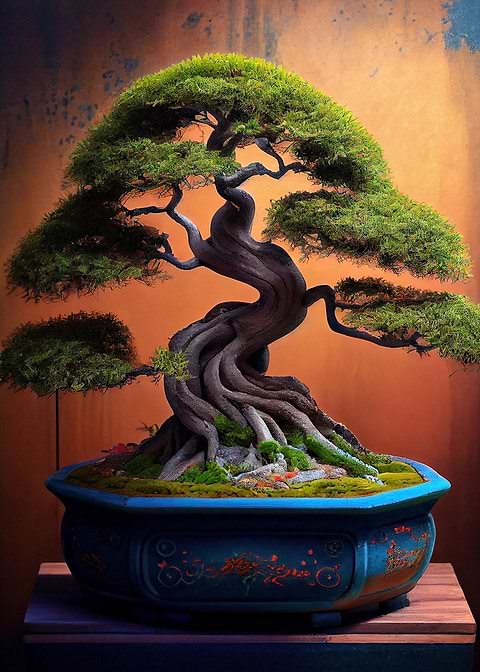 Bonsai in a Clay Pot — bonsai tree metal wall art