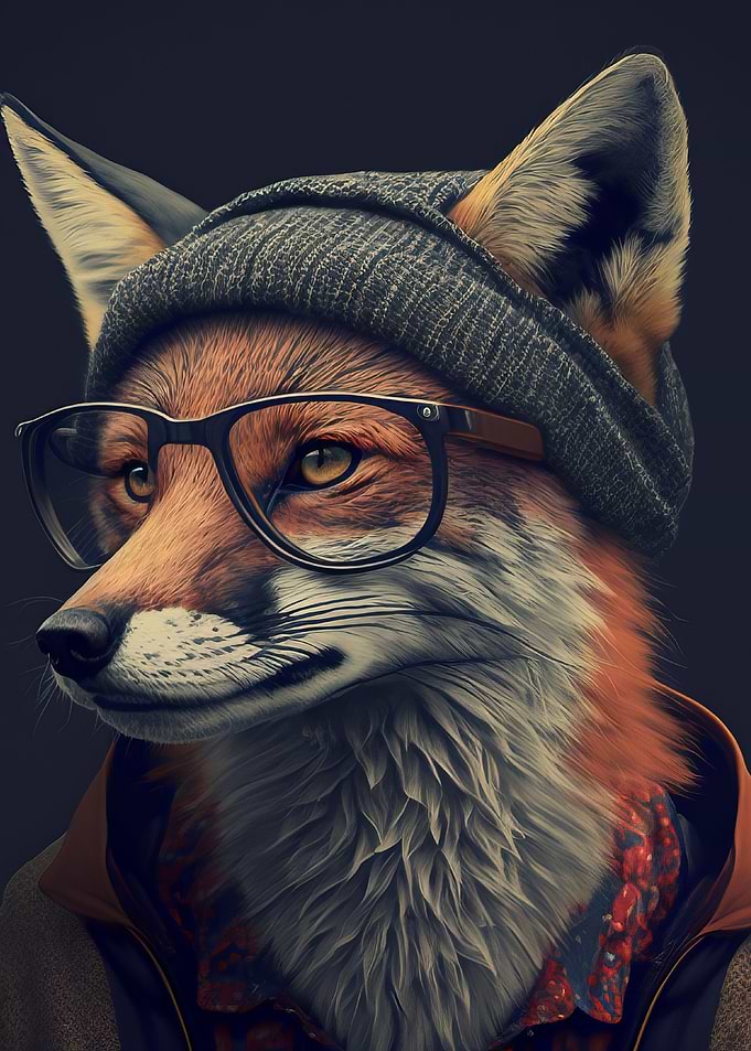 Hipster Fox in Clothes