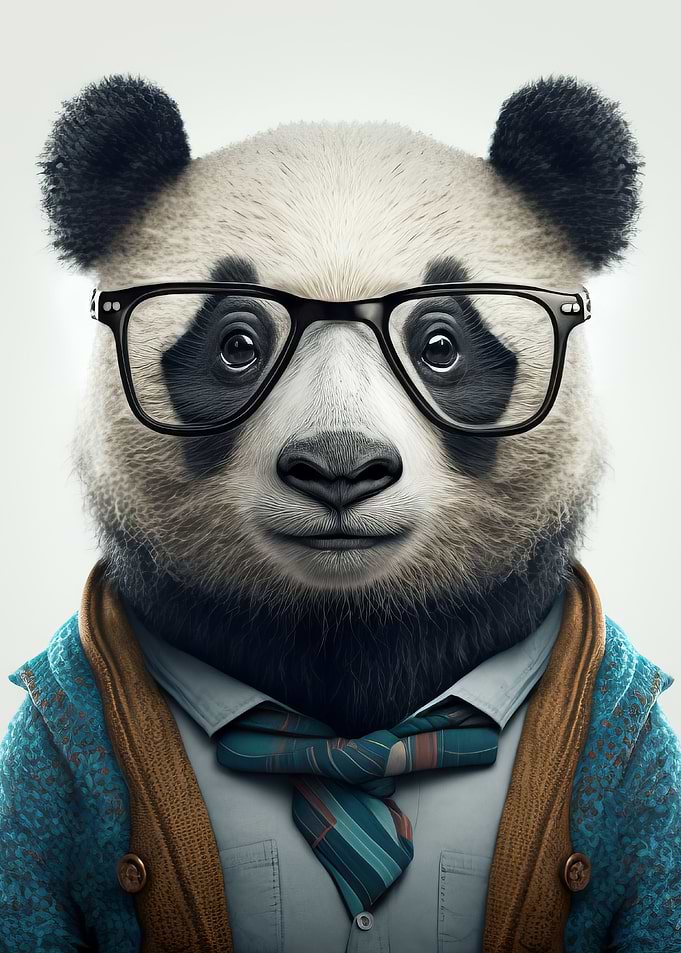 Hipster Panda in Clothes