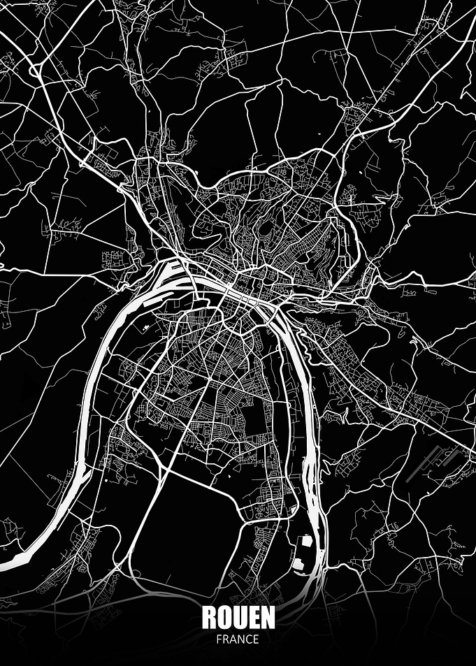 Rouen France Dark Map