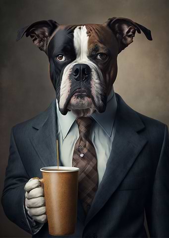 dog in a suit