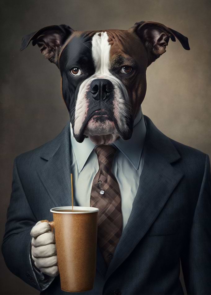 dog in a suit